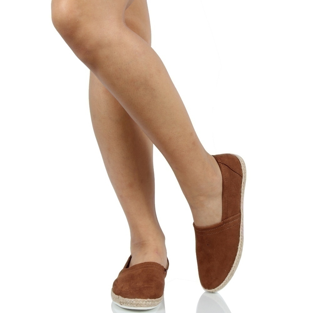 Nib Chestnut faux suede espadrille slip on loafer 9